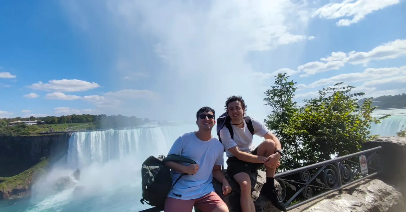 Lucas and a friend at Niagara Falls