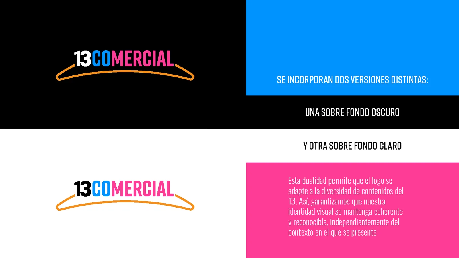 Dark and light versions of the 13Comercial logo