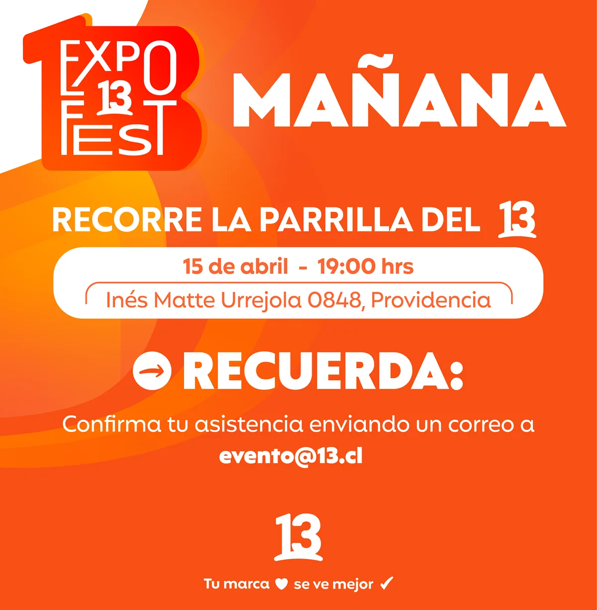 Invitation: tomorrow, walk through Canal 13’s lineup