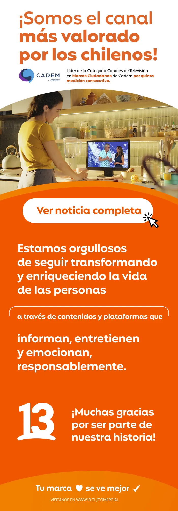 Email: Canal 13, the most valued channel by Chileans in the Cadem survey