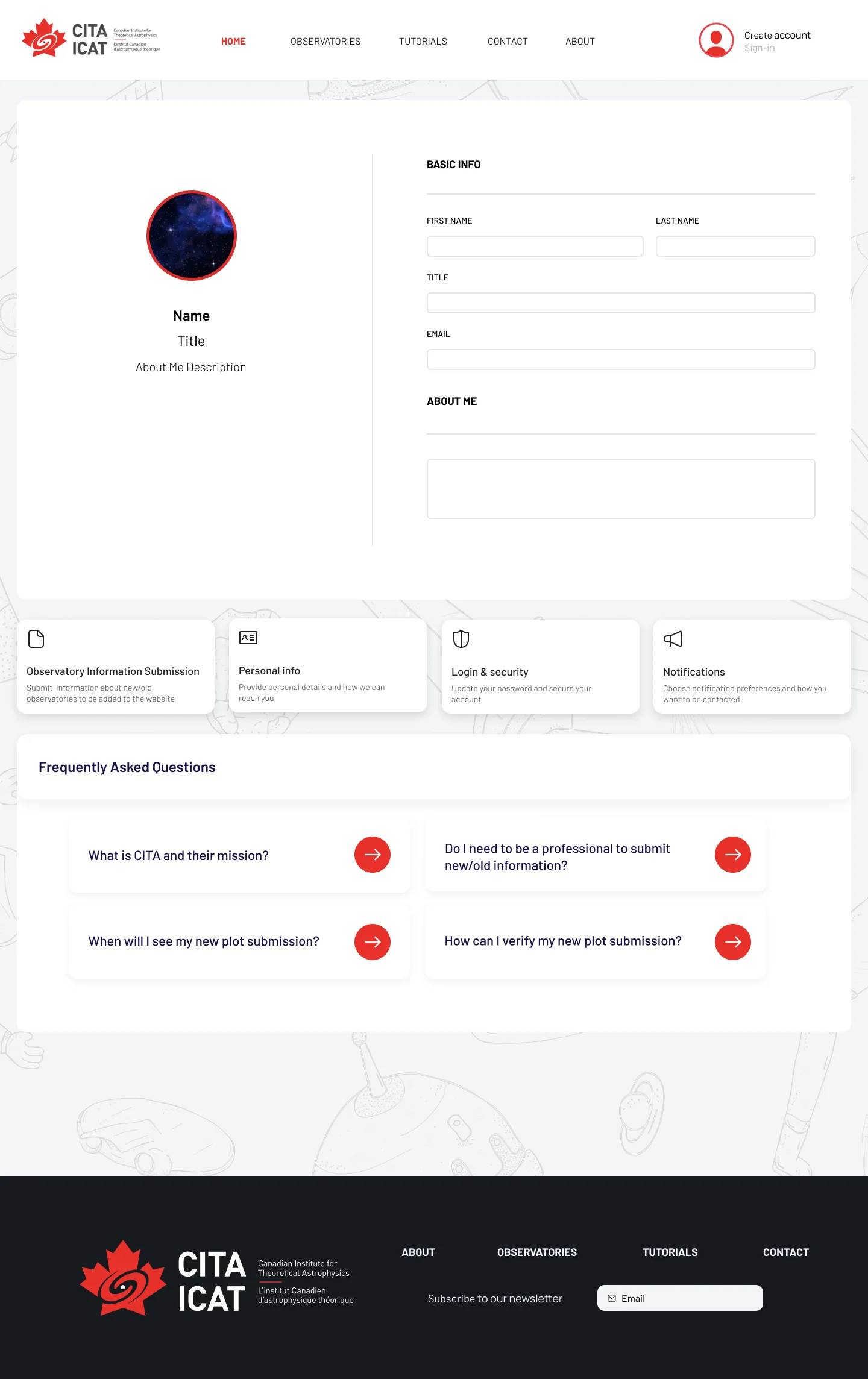 Researcher profile page