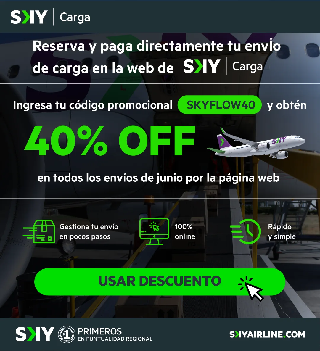 40% off cargo shipments booked on the web