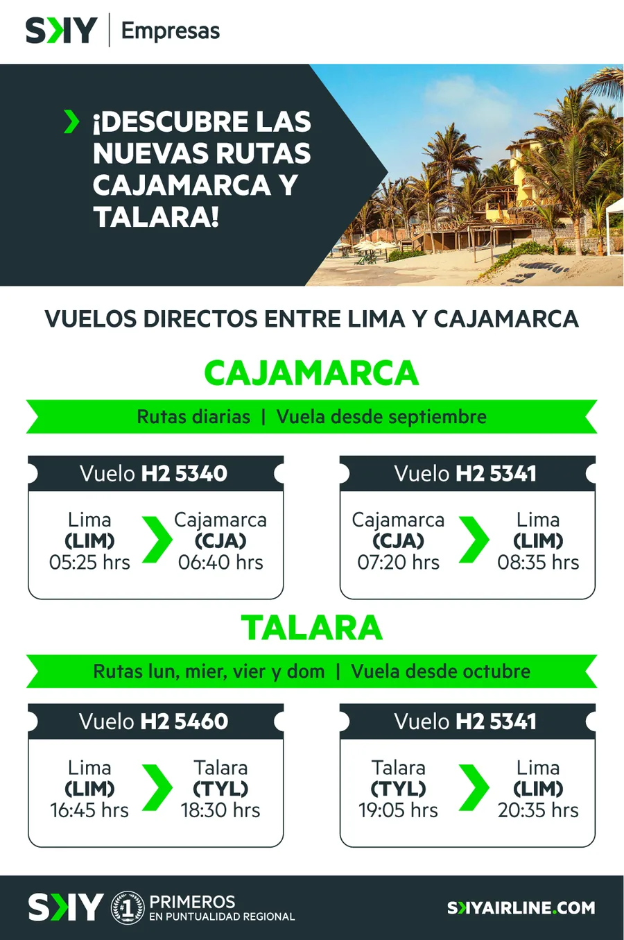 New Cajamarca and Talara routes