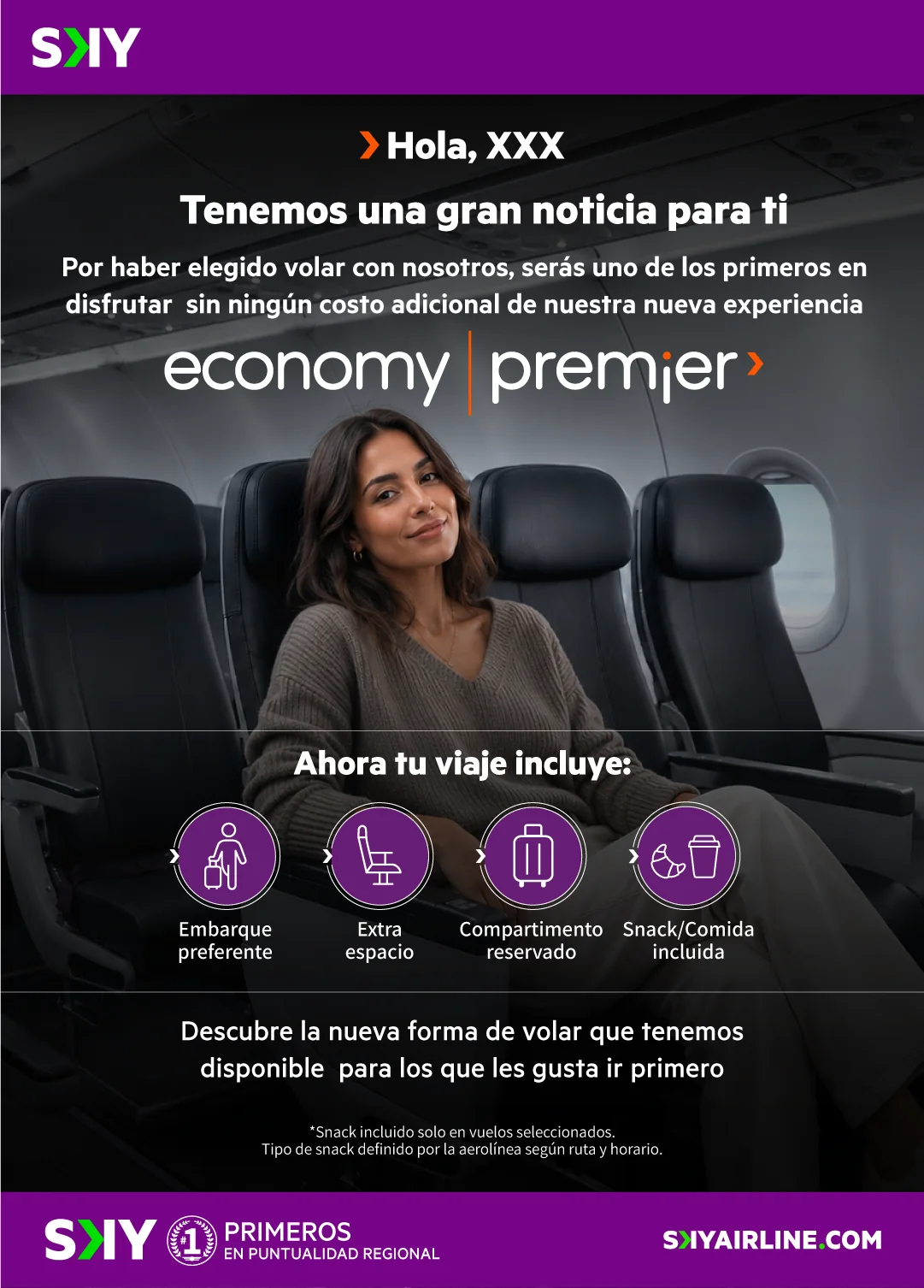 Personalized email greeting the passenger by name