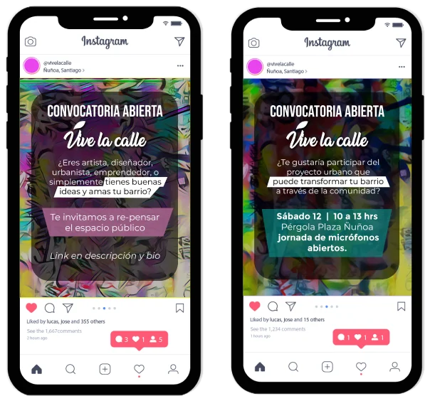 Vive la calle open call posts on Instagram