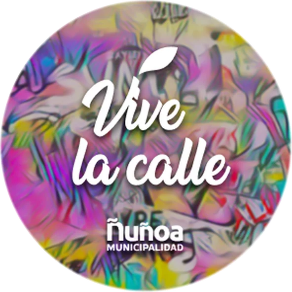 Vive la calle logo over a graffiti texture, with the Municipality of Ñuñoa
